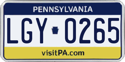 PA license plate LGY0265