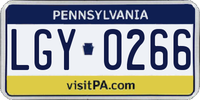 PA license plate LGY0266
