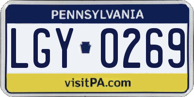 PA license plate LGY0269