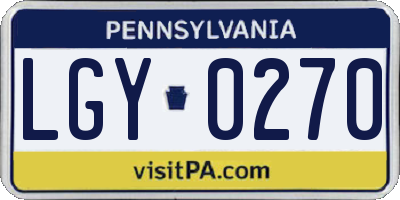 PA license plate LGY0270