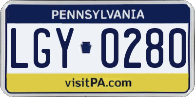 PA license plate LGY0280