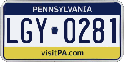 PA license plate LGY0281