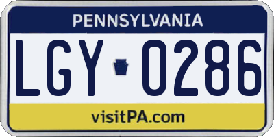 PA license plate LGY0286