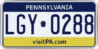PA license plate LGY0288