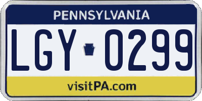 PA license plate LGY0299