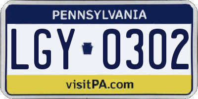 PA license plate LGY0302