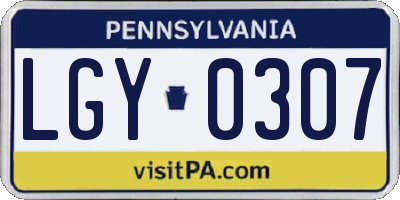 PA license plate LGY0307