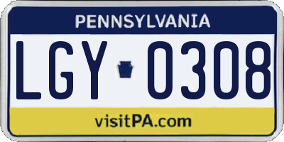 PA license plate LGY0308