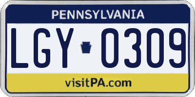 PA license plate LGY0309