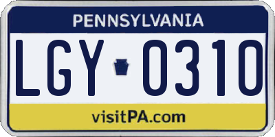PA license plate LGY0310