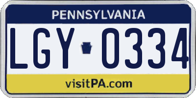 PA license plate LGY0334