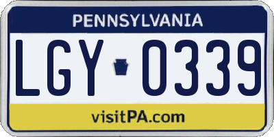 PA license plate LGY0339