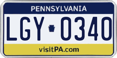 PA license plate LGY0340