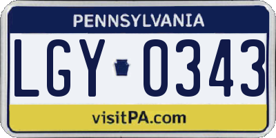 PA license plate LGY0343