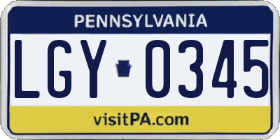 PA license plate LGY0345