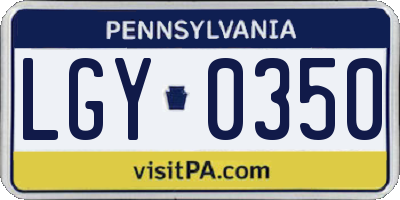 PA license plate LGY0350