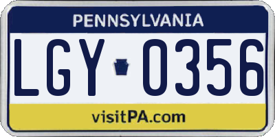 PA license plate LGY0356