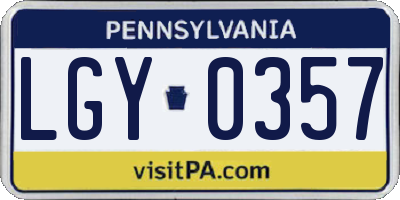 PA license plate LGY0357