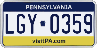 PA license plate LGY0359