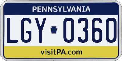 PA license plate LGY0360