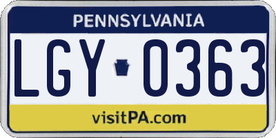 PA license plate LGY0363