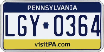 PA license plate LGY0364