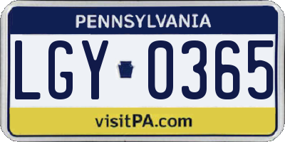 PA license plate LGY0365