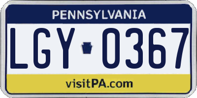 PA license plate LGY0367