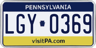 PA license plate LGY0369