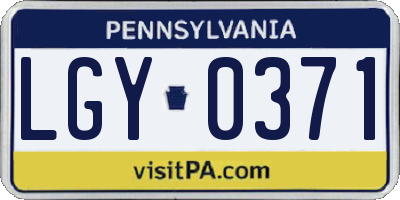 PA license plate LGY0371
