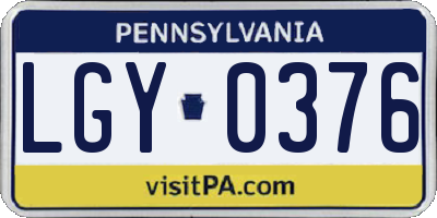 PA license plate LGY0376