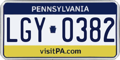 PA license plate LGY0382