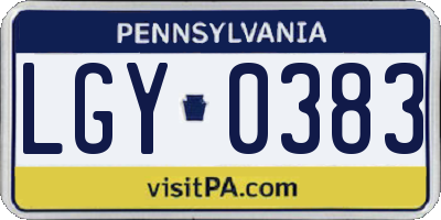 PA license plate LGY0383