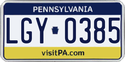 PA license plate LGY0385