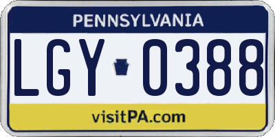 PA license plate LGY0388