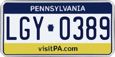 PA license plate LGY0389