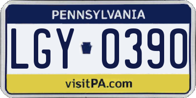 PA license plate LGY0390