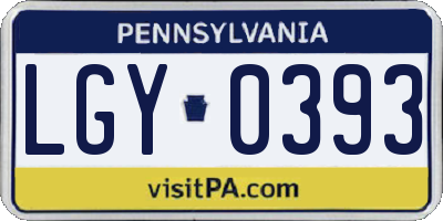 PA license plate LGY0393