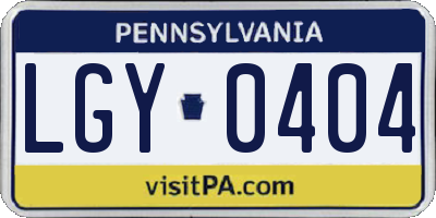 PA license plate LGY0404
