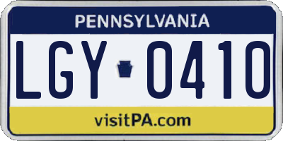 PA license plate LGY0410
