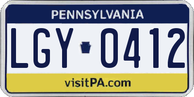 PA license plate LGY0412