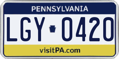 PA license plate LGY0420