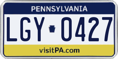 PA license plate LGY0427
