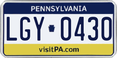 PA license plate LGY0430