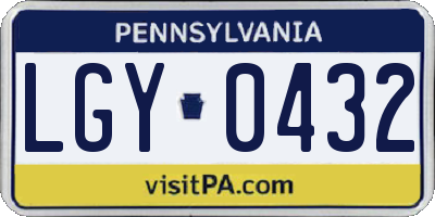 PA license plate LGY0432