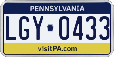 PA license plate LGY0433