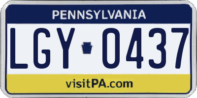 PA license plate LGY0437