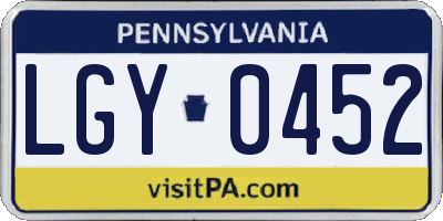 PA license plate LGY0452