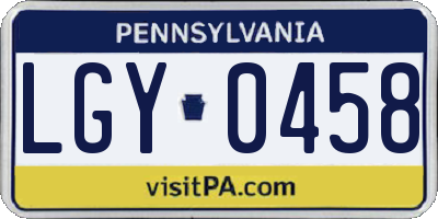 PA license plate LGY0458