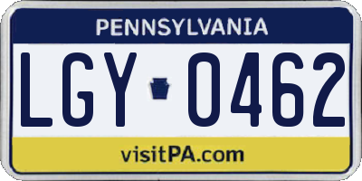 PA license plate LGY0462
